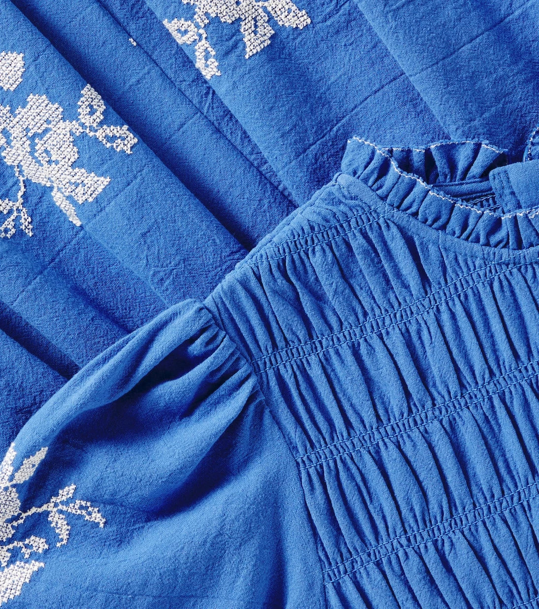C'era Una Volta - Emmanuelle embroidered smocked cotton dress