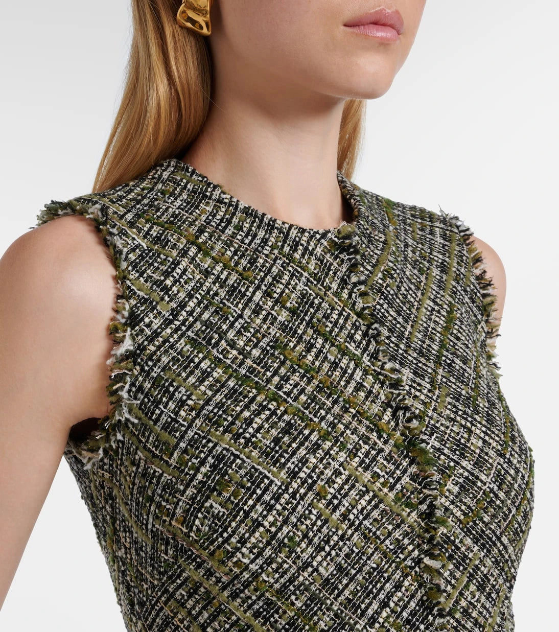 Erdem - Draped tweed midi dress