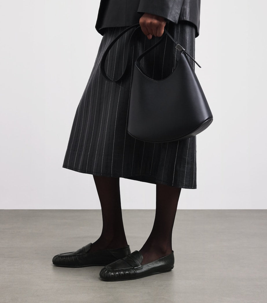 Stuart Weitzman Black Leather Brooks Loafers