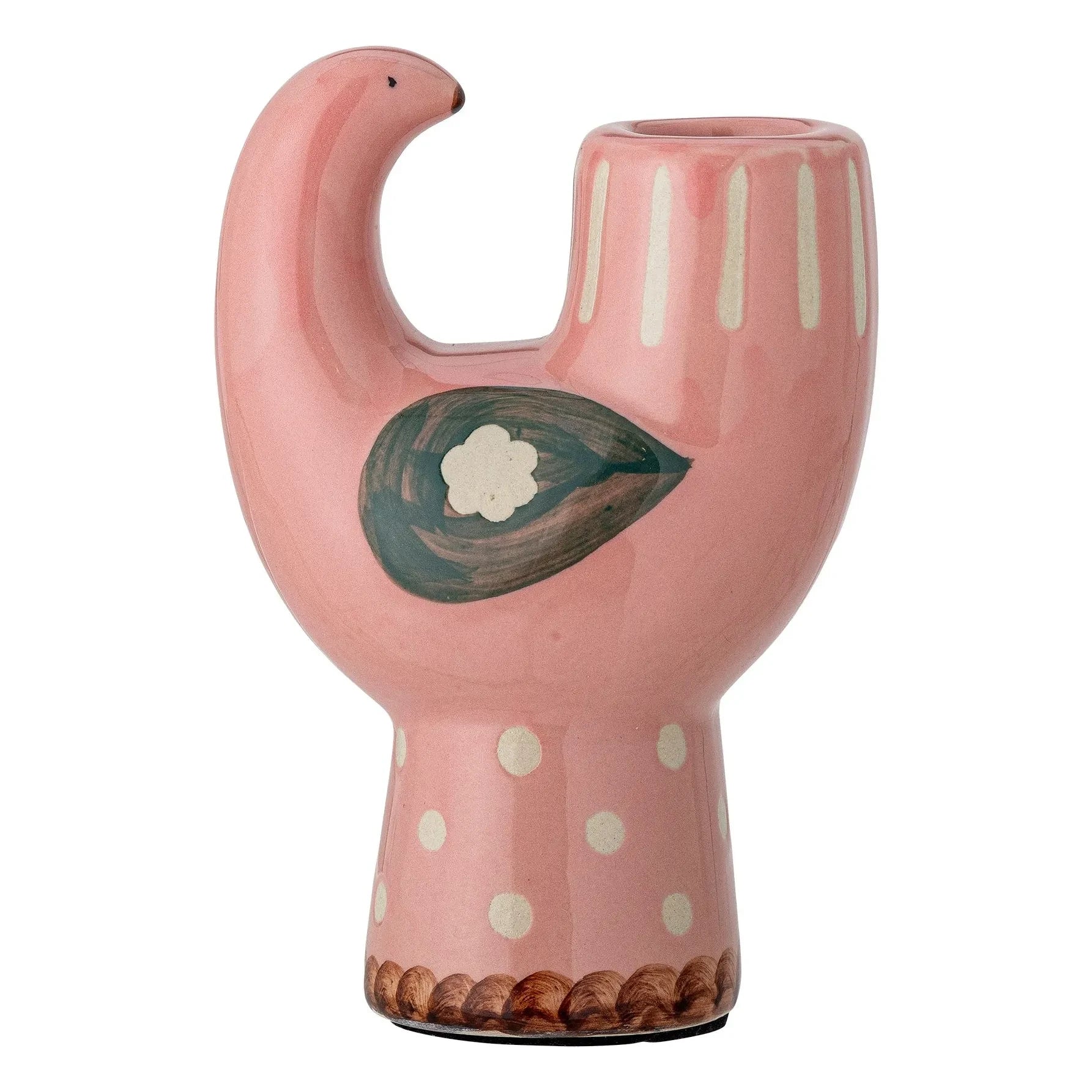 Bloomingville - Stoneware bird candlestick Trudy | Pink