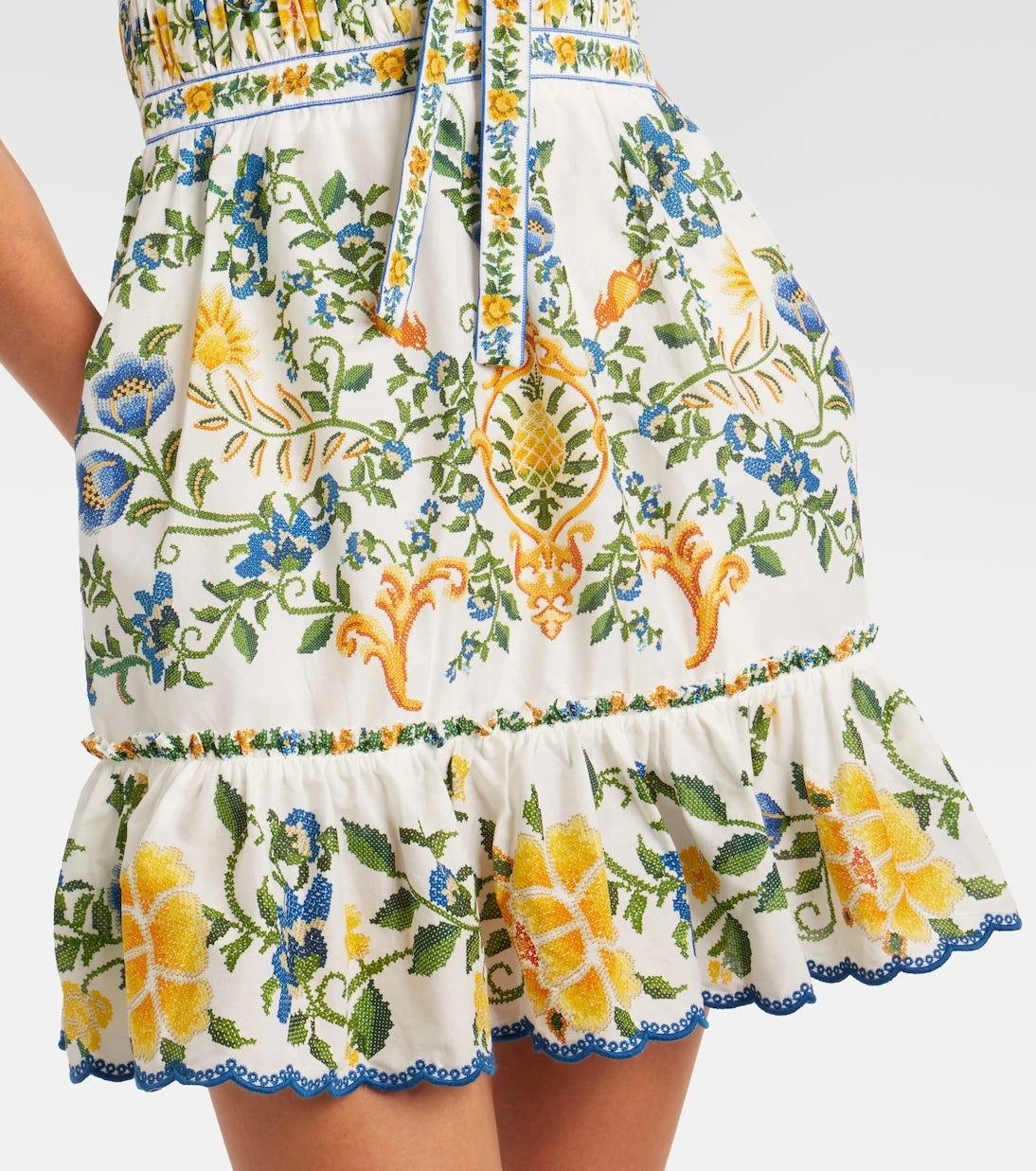 Farm Rio - Emily floral ruffled cotton minidress