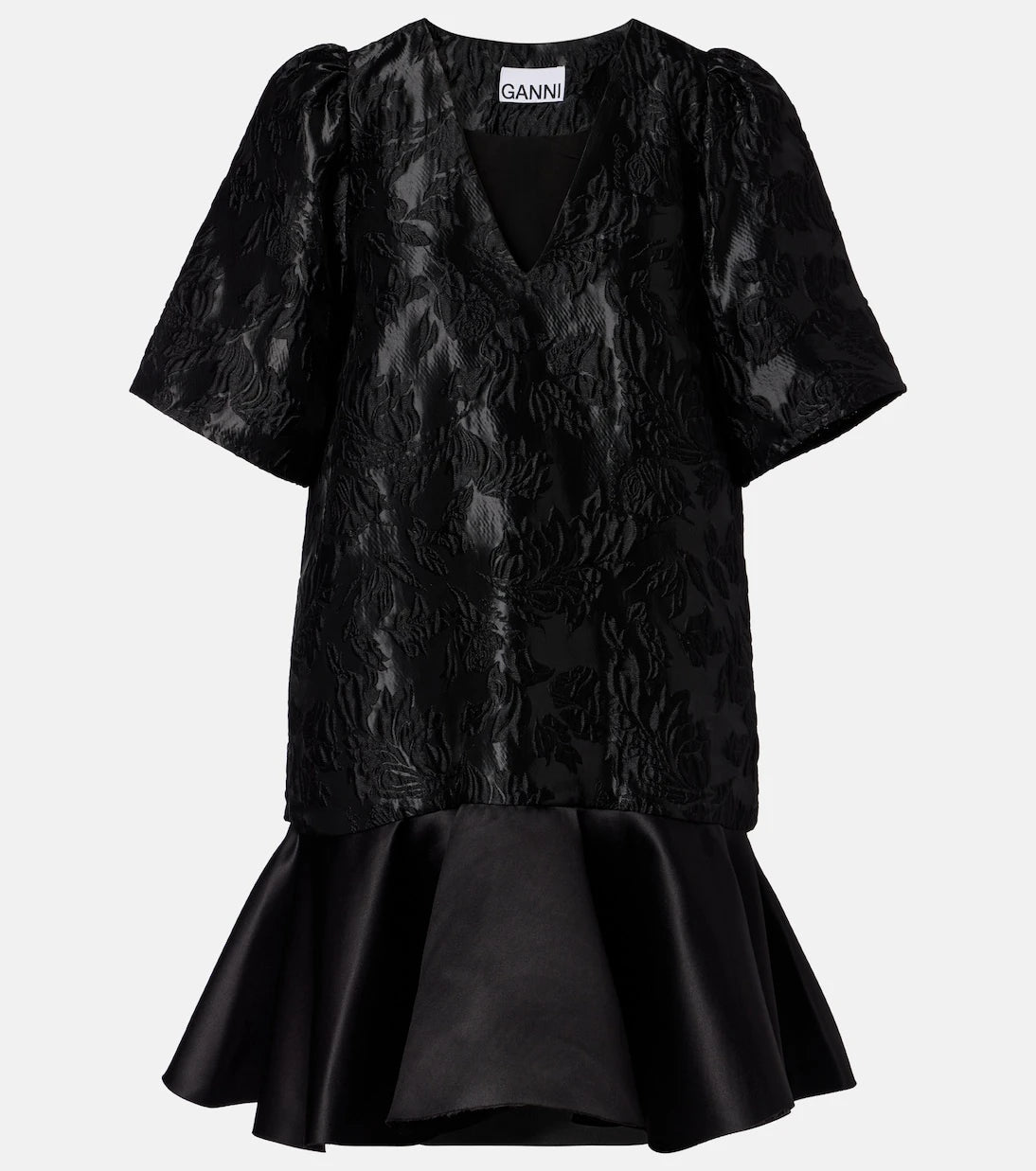 Ganni - Satin cloqué minidress