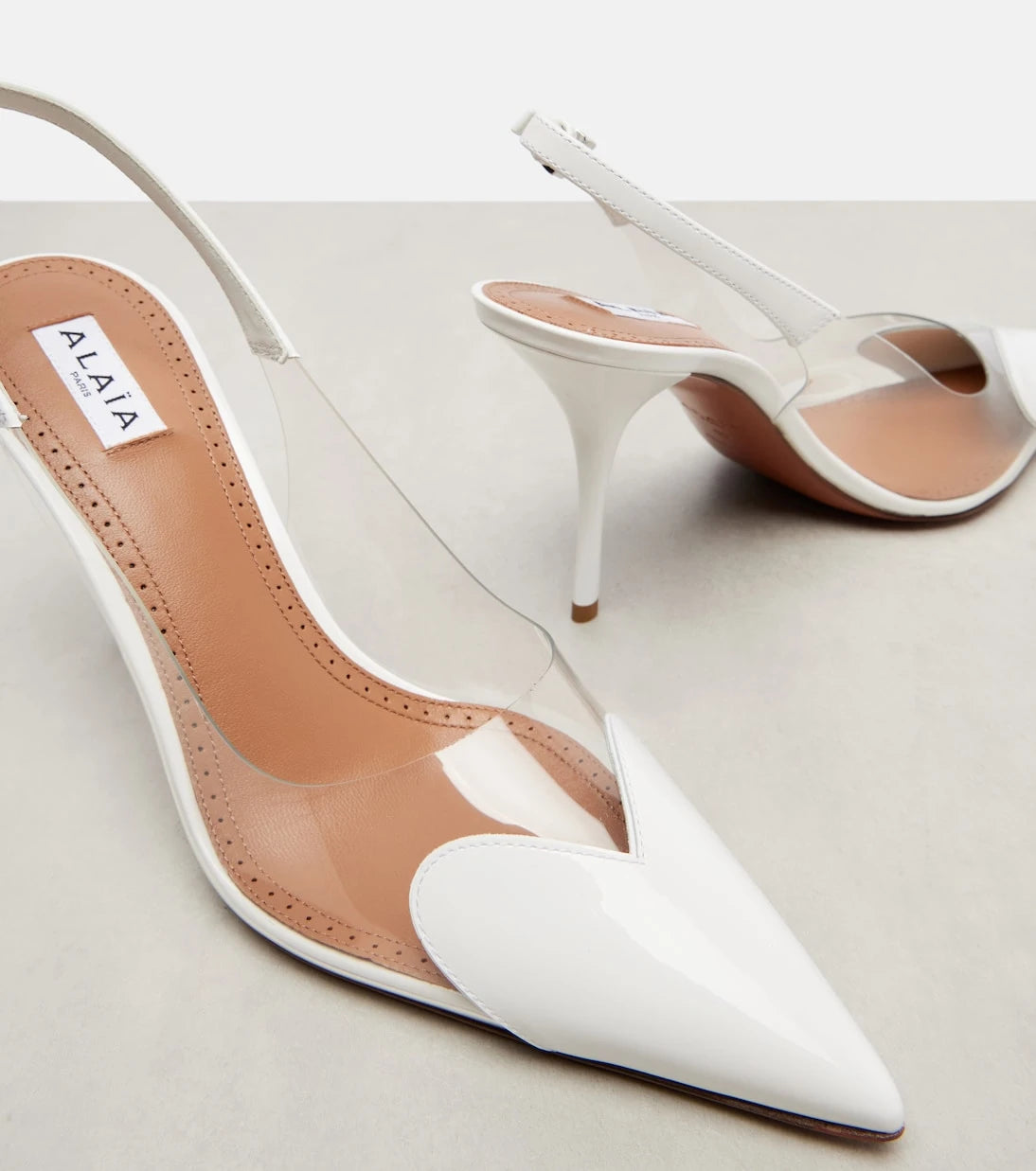 Alaïa - Le Cœur 90 patent leather slingback pumps