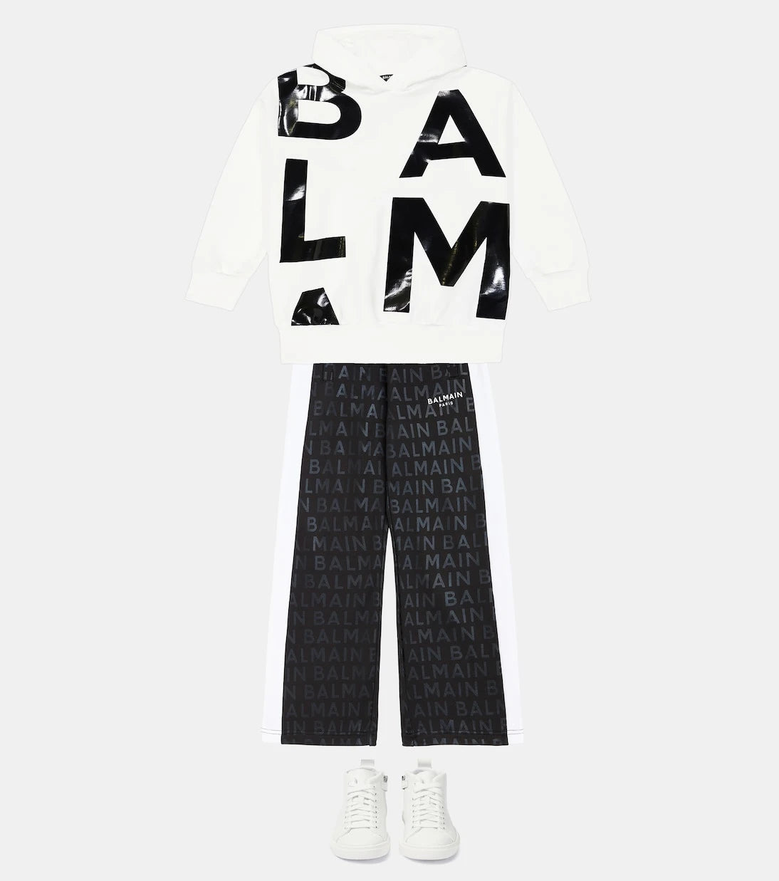 Balmain Kids - هودي جيرسيه قطني بشعار الماركة