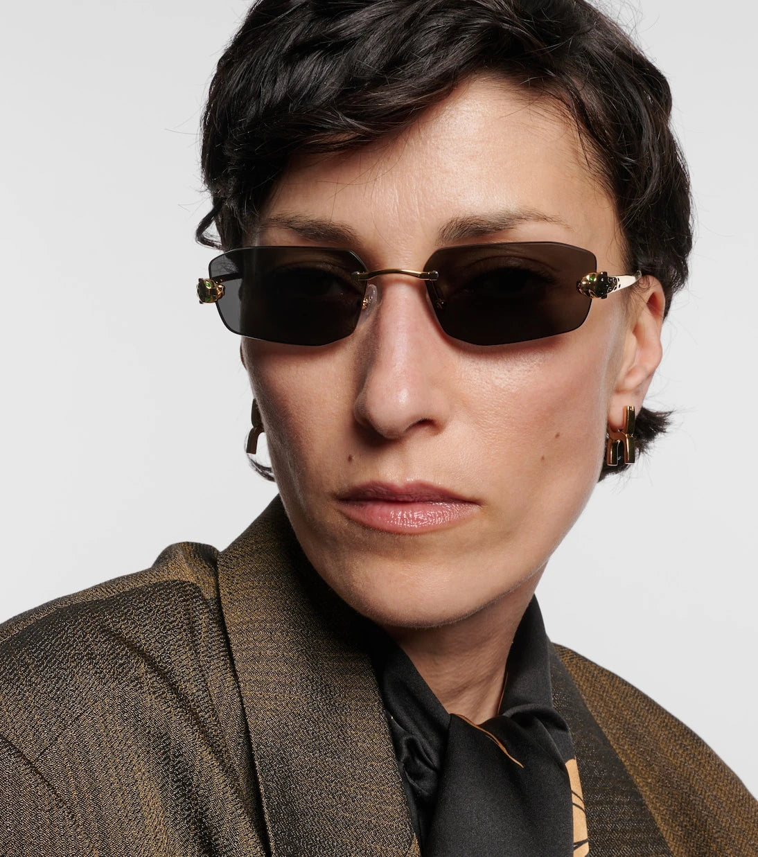 مجموعة نظارات كارتييه - نظارة شمسية Panthère de Cartier مستطيلة الشكل