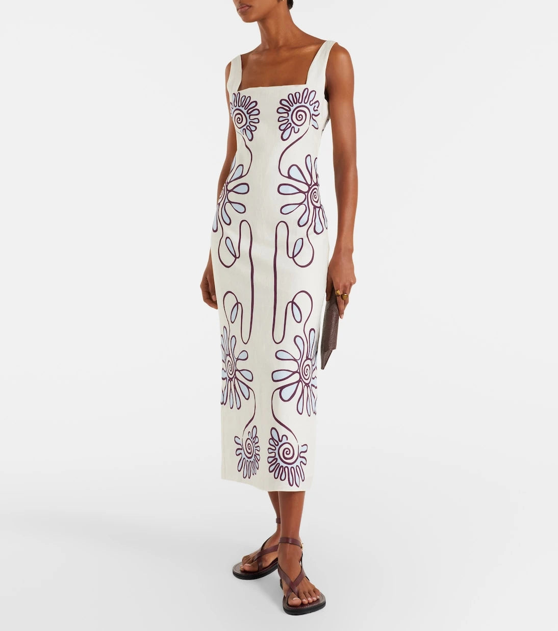 Cala de la Cruz - Amaranta printed linen midi dress