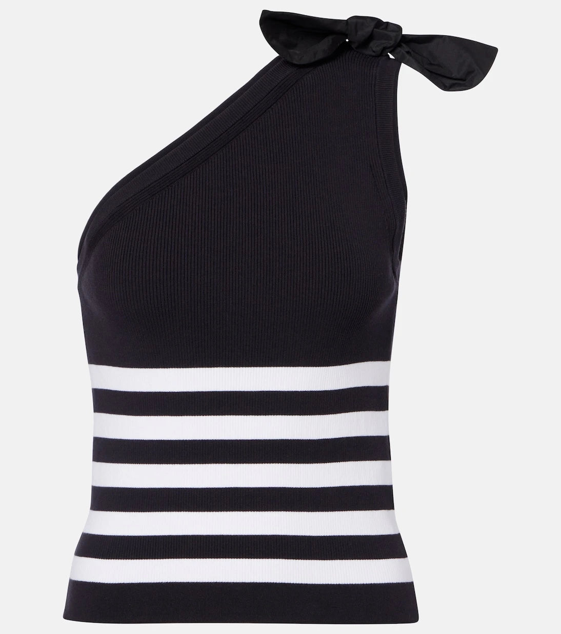 Patou - Striped one-shoulder cotton-blend top