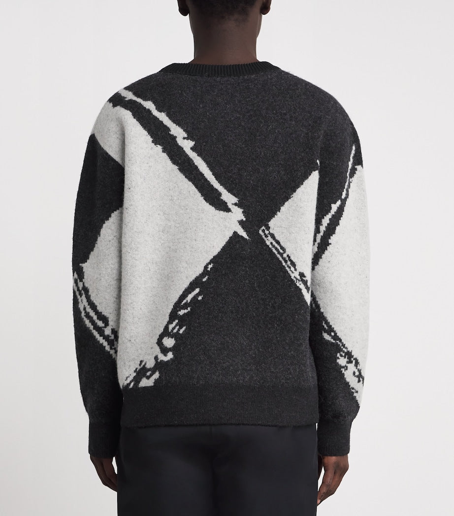 J Lindeberg Black Wool-Blend Jacquard Jaxton Sweater