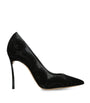 Casadei Black Lace-Leather Blade Pumps 100