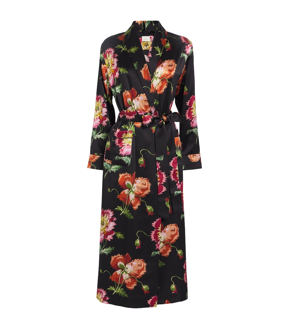 Black Silk Floral Robe