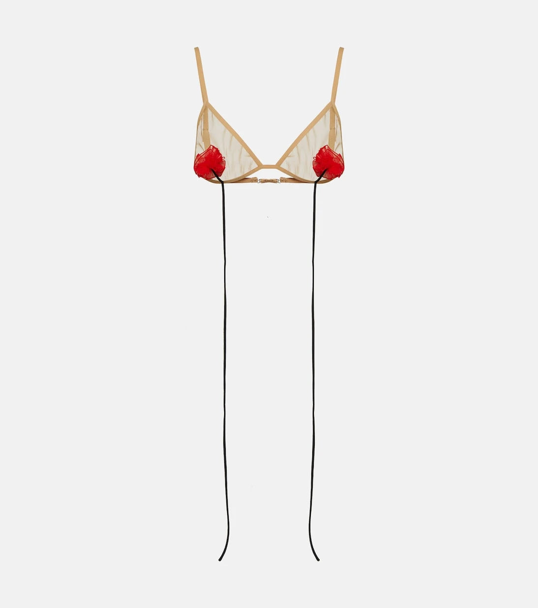 Nensi Dojaka - Floral-appliqué mesh bra