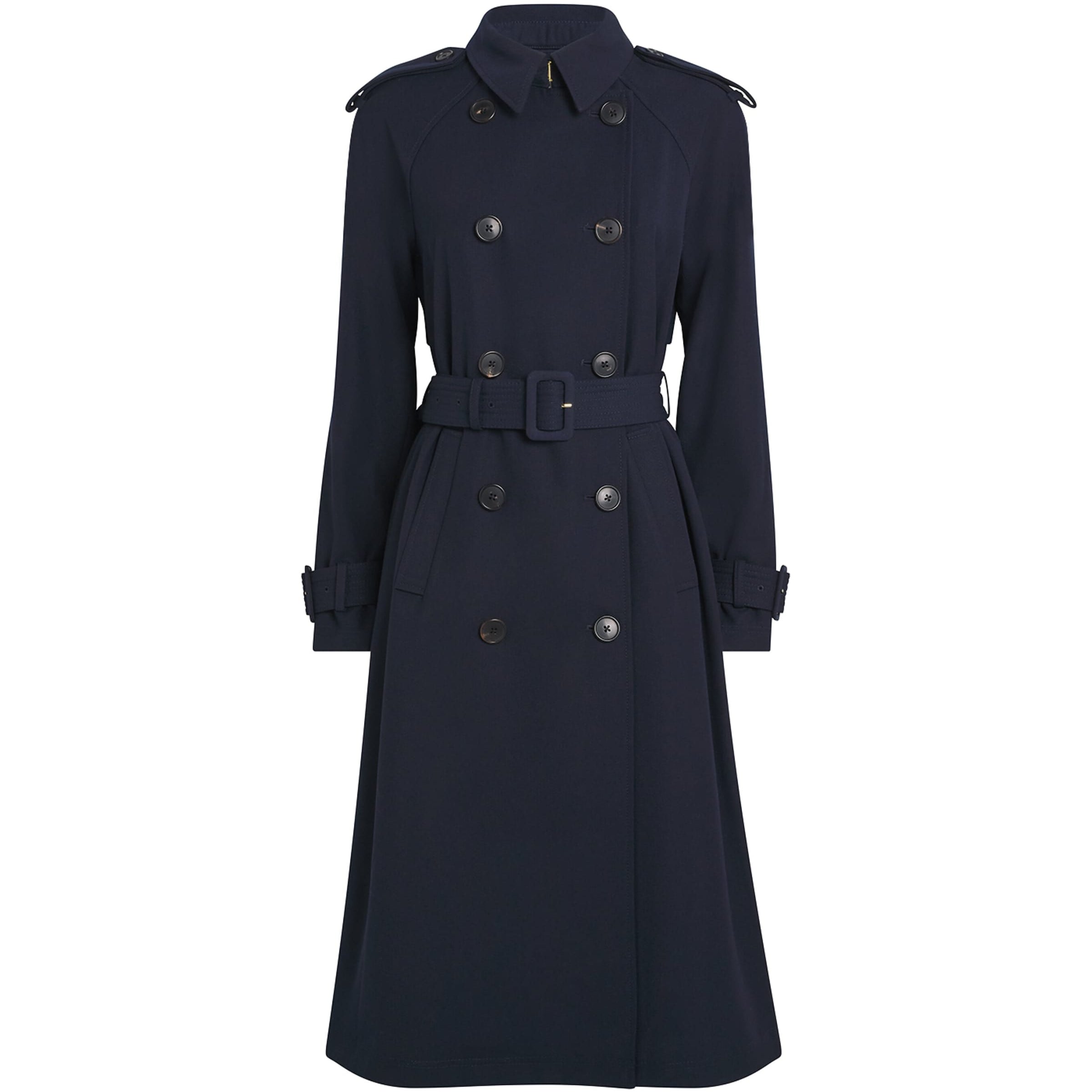 Veronica Beard Navy Stretch-Wool Conneley Dickey Trench Coat