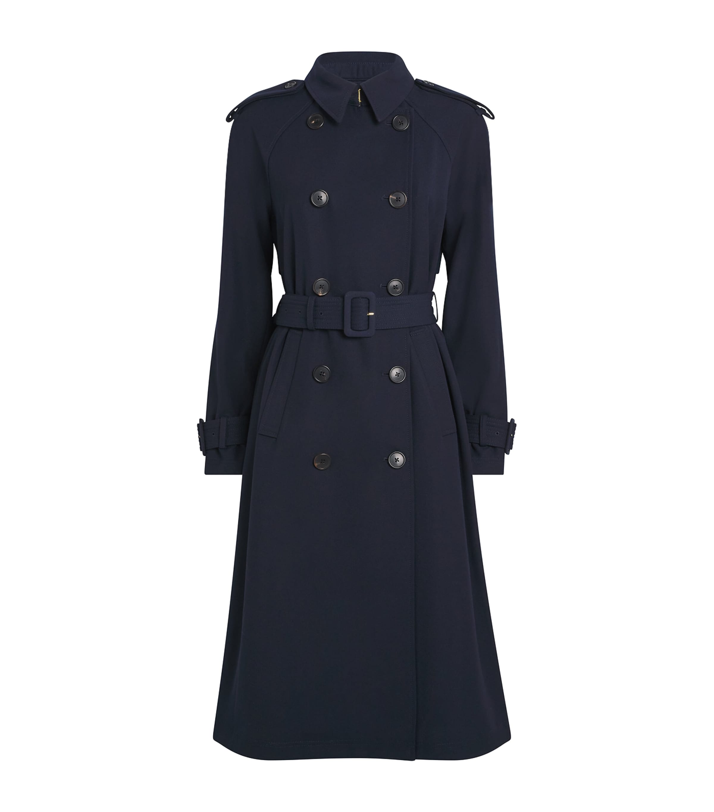 Veronica Beard Navy Stretch-Wool Conneley Dickey Trench Coat