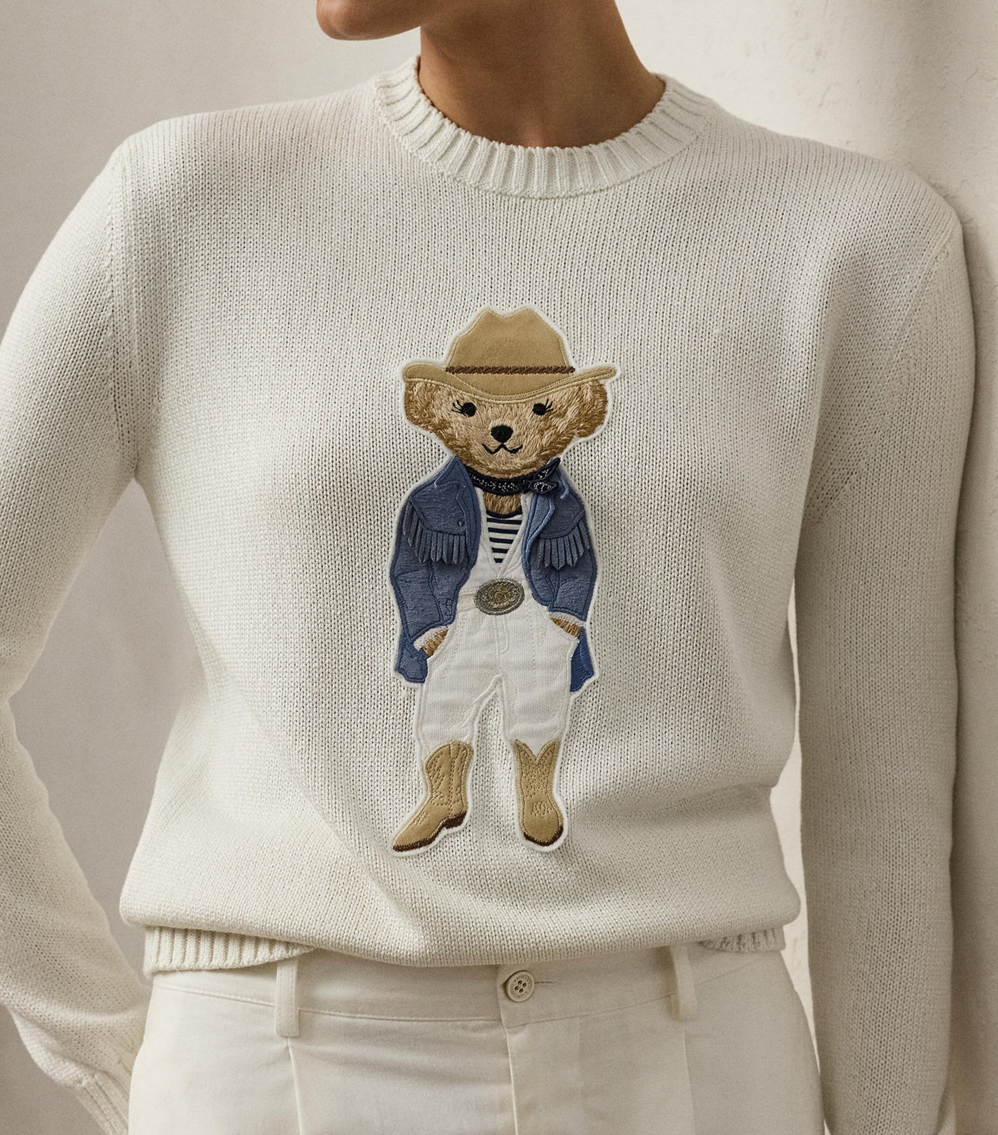 Silk Polo Bear Sweater CREAM