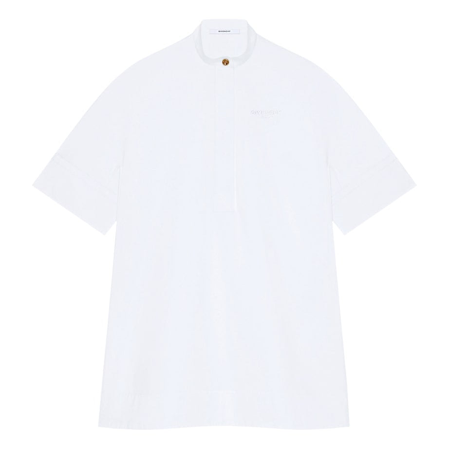Givenchy White Stand-Collar Mini Shirt Dress