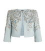 Jenny Packham Blue Satin Embellished Versalilles Jacket