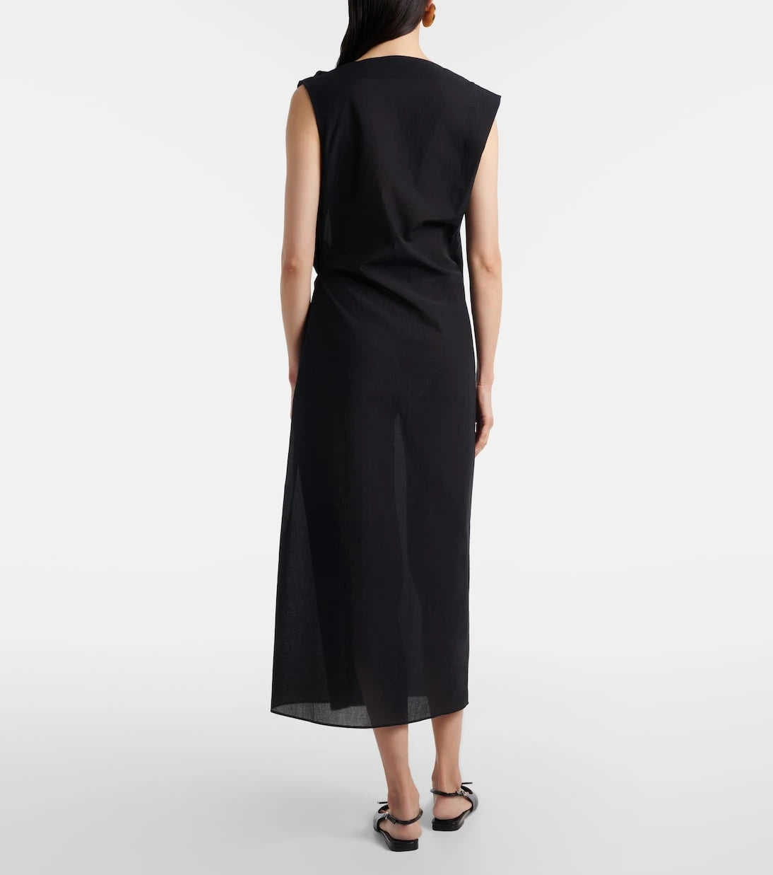 Jacquemus - Drap cotton-blend poplin midi dress