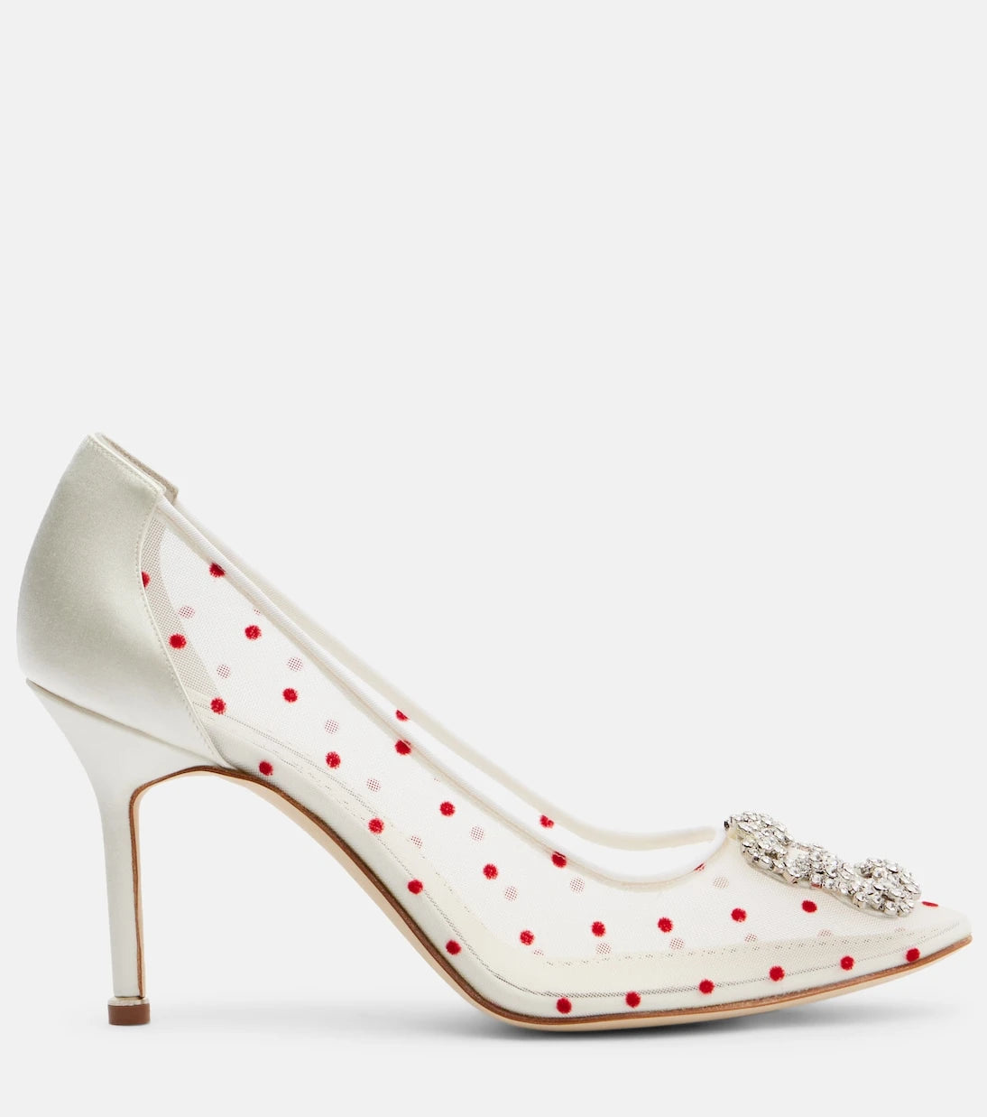 Manolo Blahnik - Hangisi 90 polka-dot embellished pumps