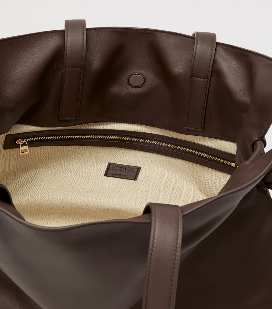 LOEWE Brown Large Leather Flamenco Purse