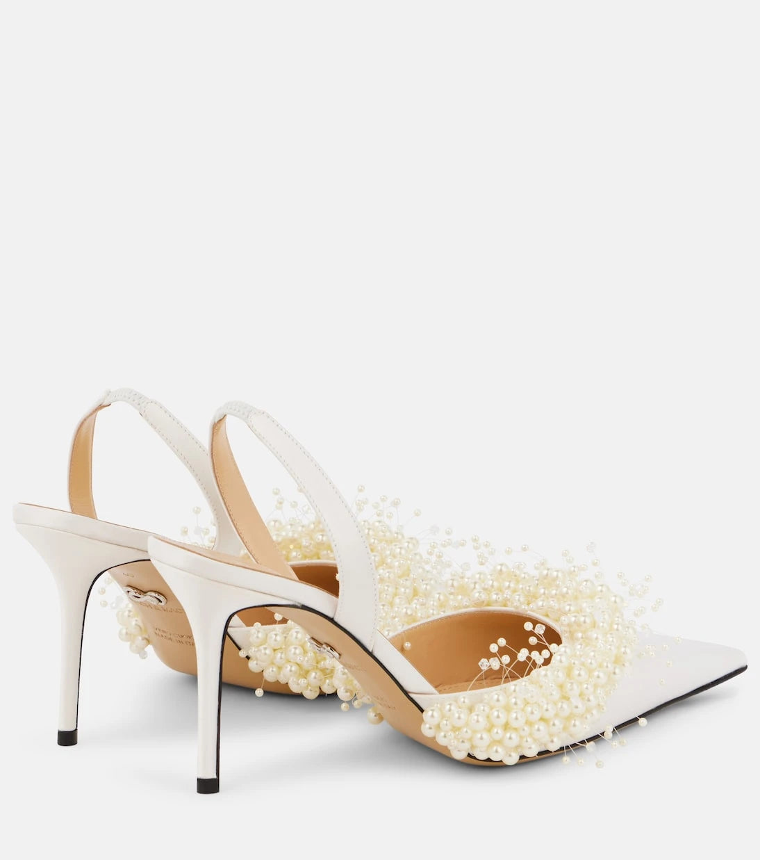 Mach & Mach - Floating Pearl 85 satin slingback pumps