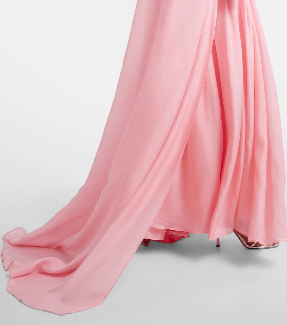 Là Fuori - Petal Pink draped caped gown