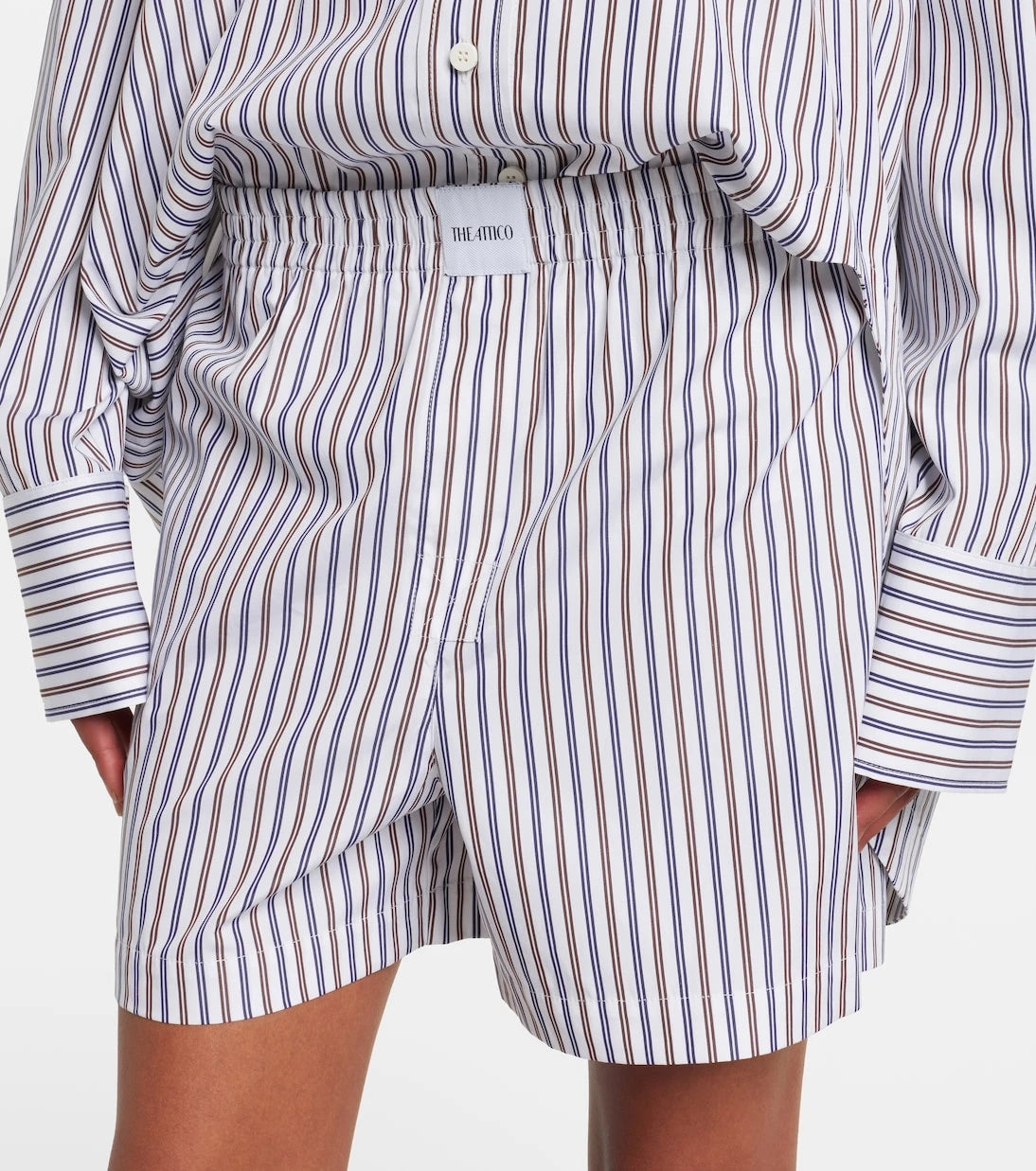 The Attico - Striped cotton shorts