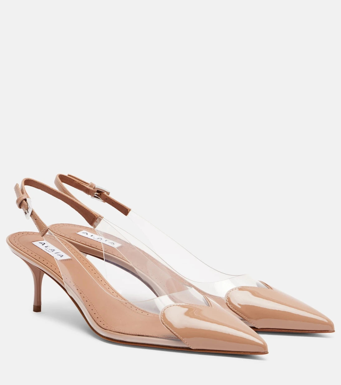 Alaïa - Le Cœur 55 leather and PU slingback pumps