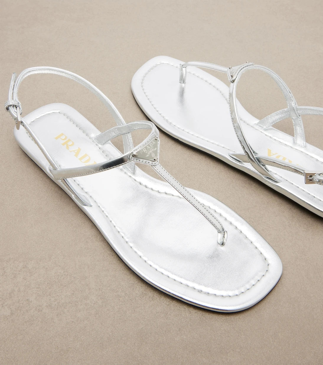 Prada - Metallic leather sandals