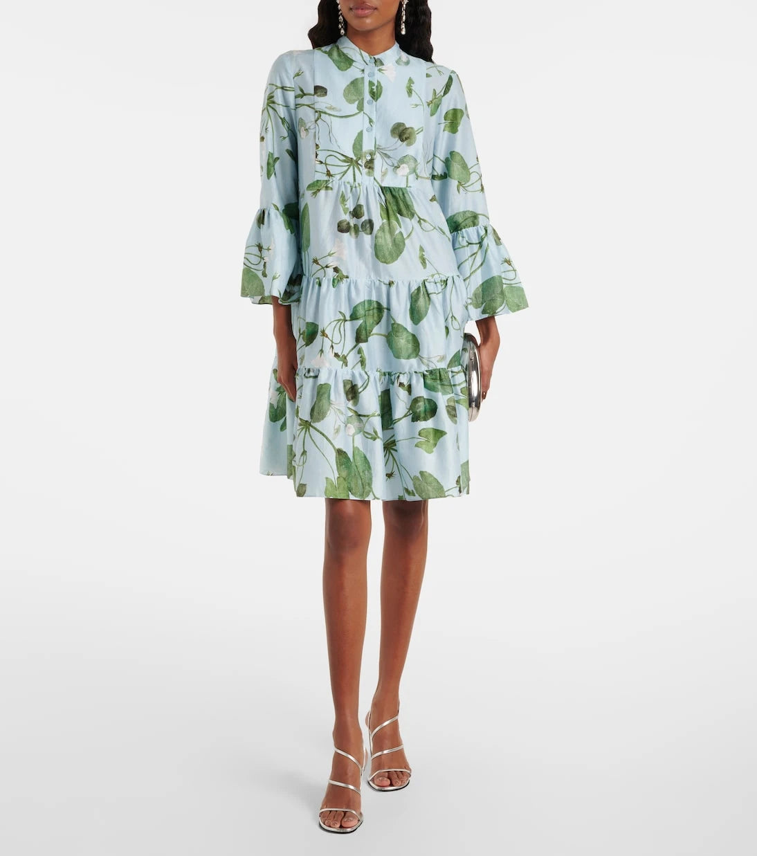 Erdem - Tiered floral cotton minidress
