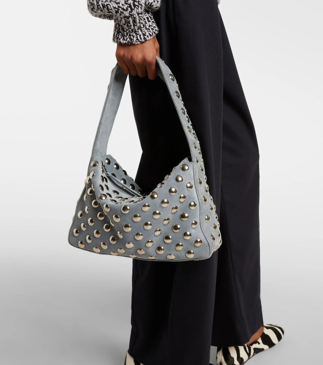 Khaite - Elena Medium studded suede shoulder bag