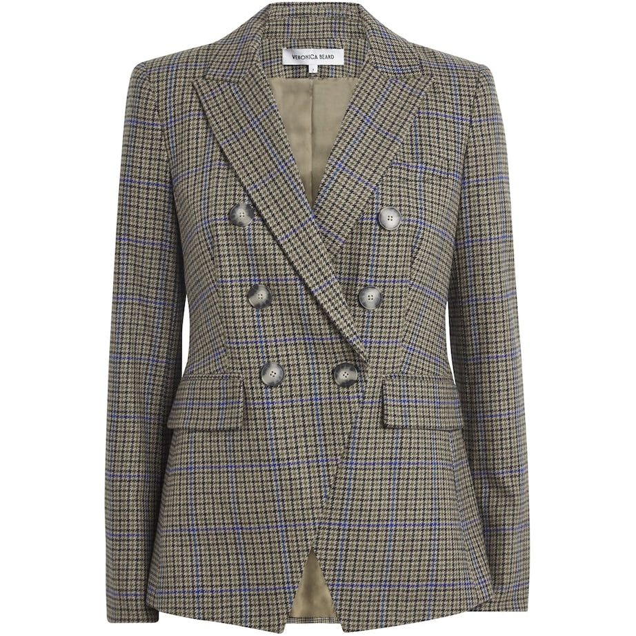 Veronica Beard Wool-Blend Houndstooth Dickey Blazer