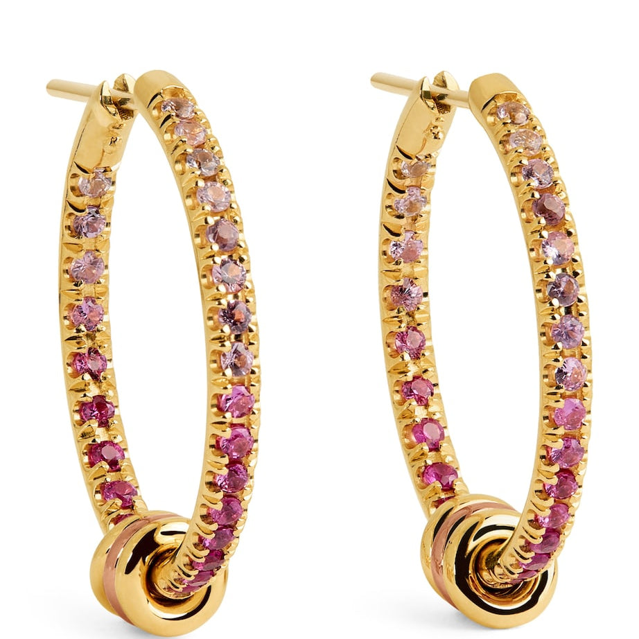 Mixed Gold and Sapphire Argo Demi Hoop Earrings