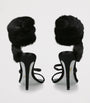 René Caovilla Black Fur-Trim Cleo Sandals 105