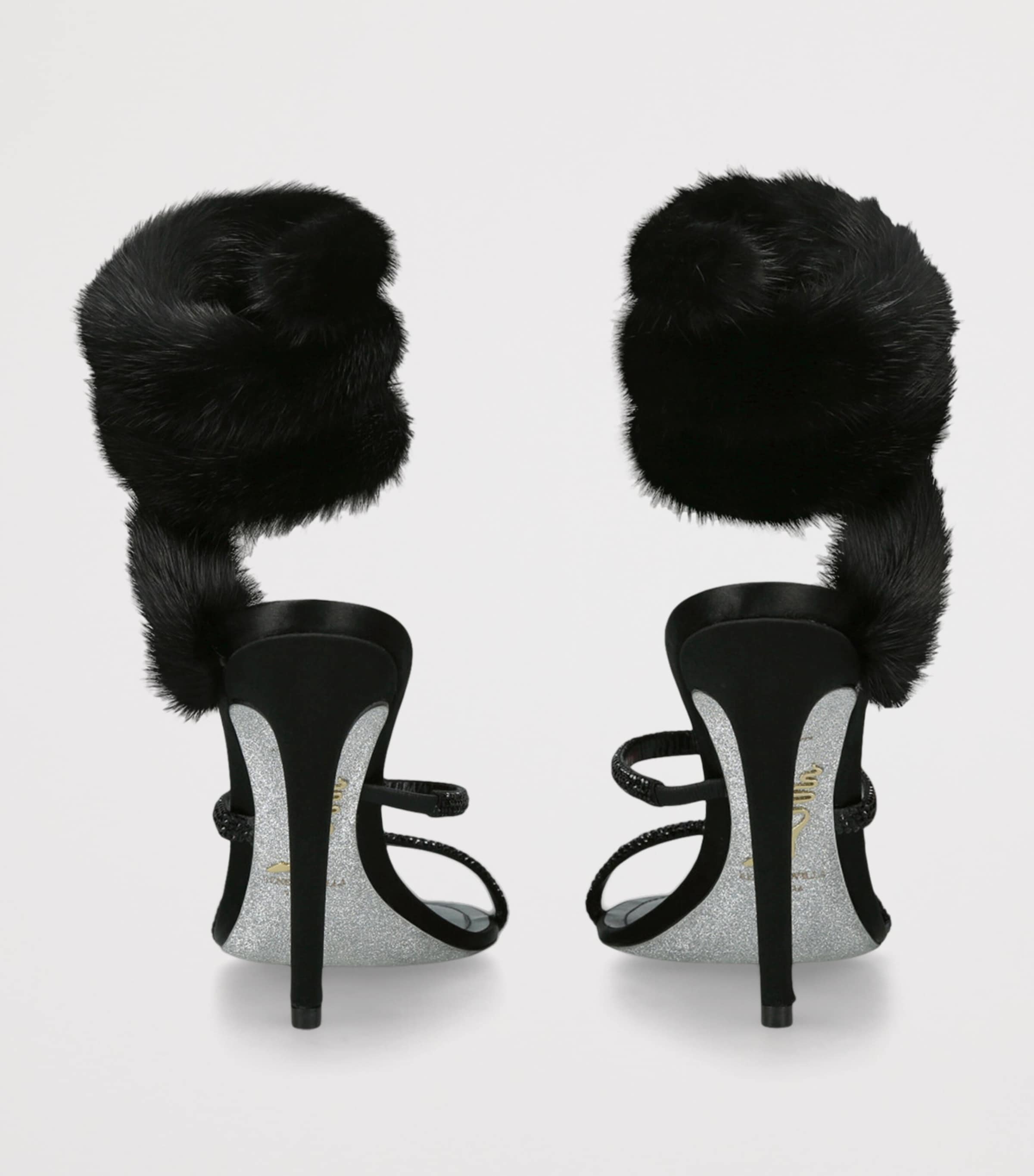 René Caovilla Fur-Trim Cleo Sandals 105