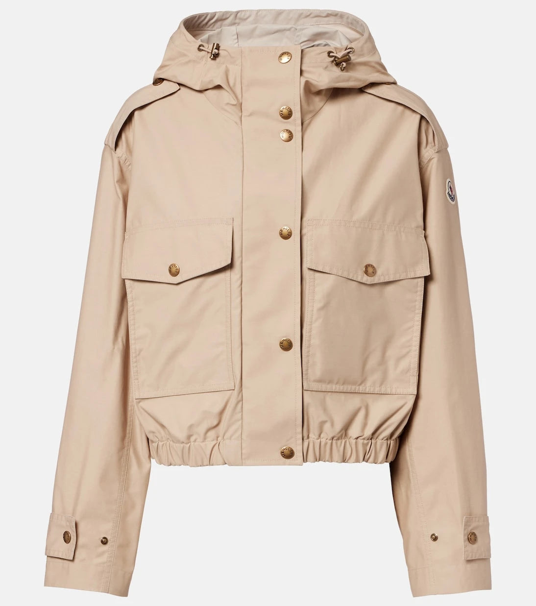 Moncler - جاكيت Carex قصير بغطاء رأس من مزيج القطن والبوبلين
