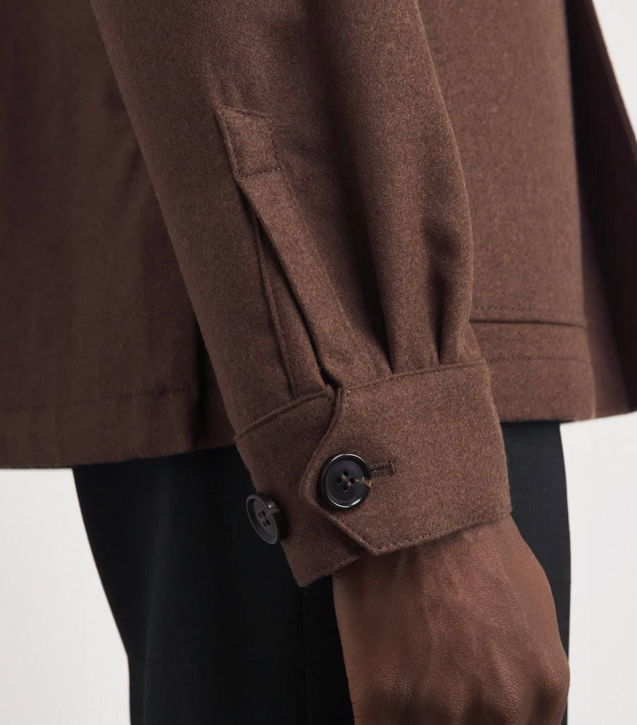 Brown Wool-Silk Overshirt