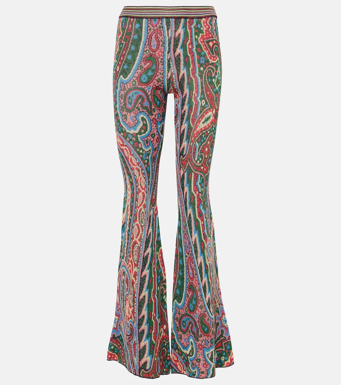 Etro - Örgü jakarlı, paçaları bol kesim, paisle desenli pantolon