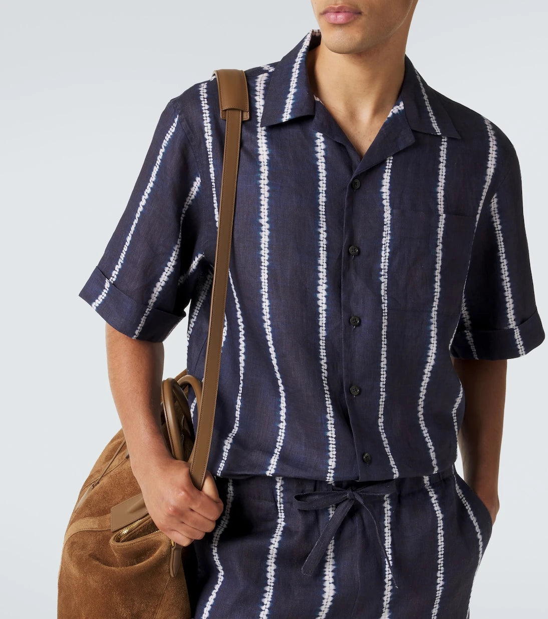 Commas - Striped linen bowling shirt