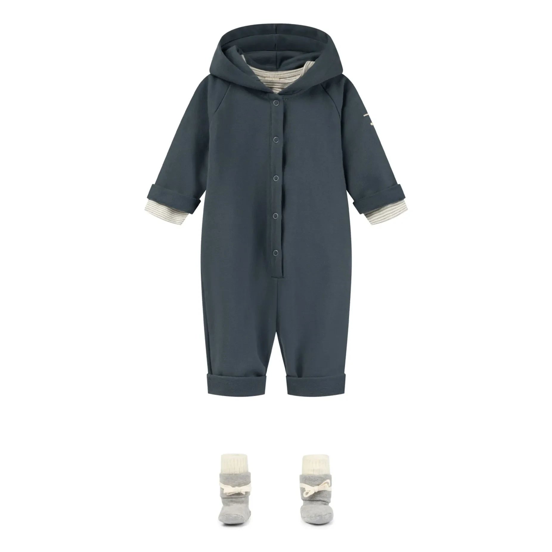 Gray Label - Organic Cotton Hooded Jumpsuit | Grey blue
