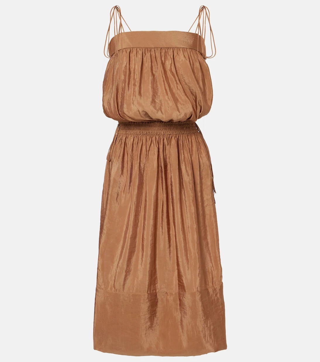 Saint Laurent - Shirred chiffon satin midi dress