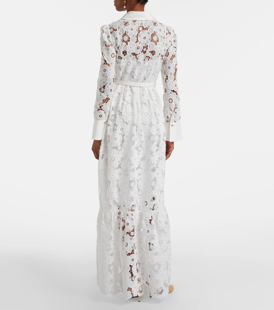 Self-Portrait - Belted guipure lace shirt dress