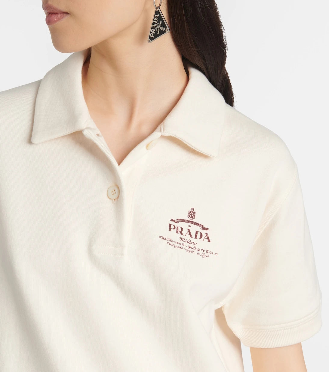 Prada - Logo cotton fleece polo dress