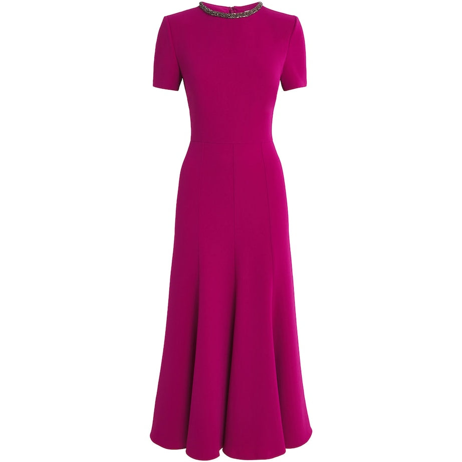 Burgundy Cady Crystal Midi Dress