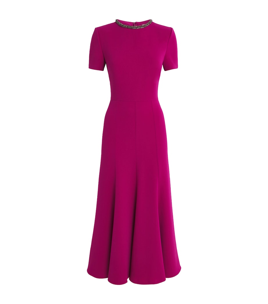 Burgundy Cady Crystal Midi Dress