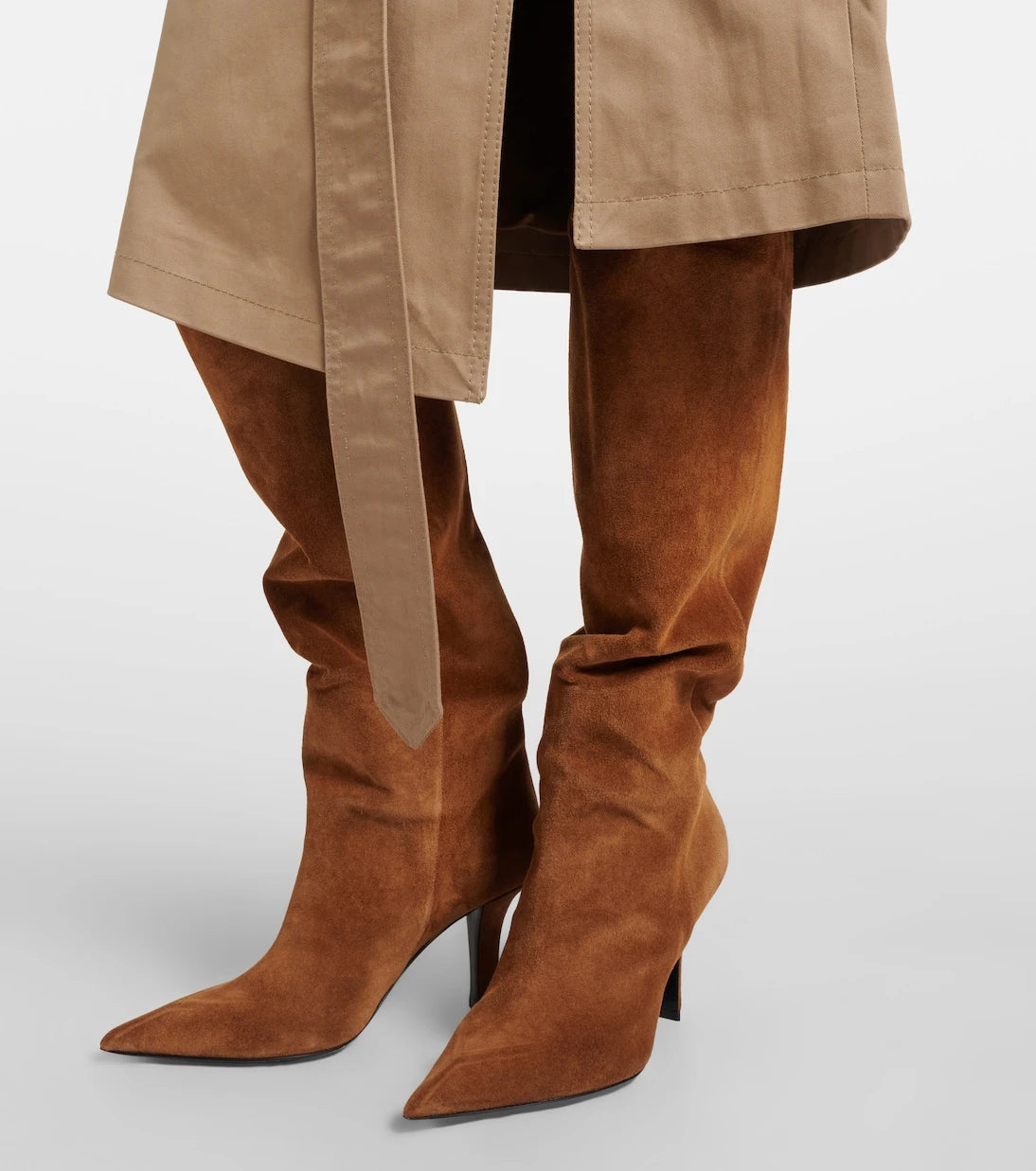 Amina Muaddi - Christine 80 suede knee-high boots