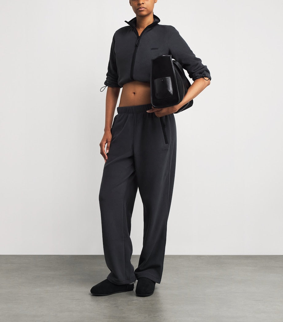 Skims Grey Cropped Fleece Jacket