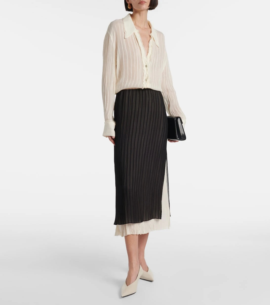 Vince - Striped midi skirt