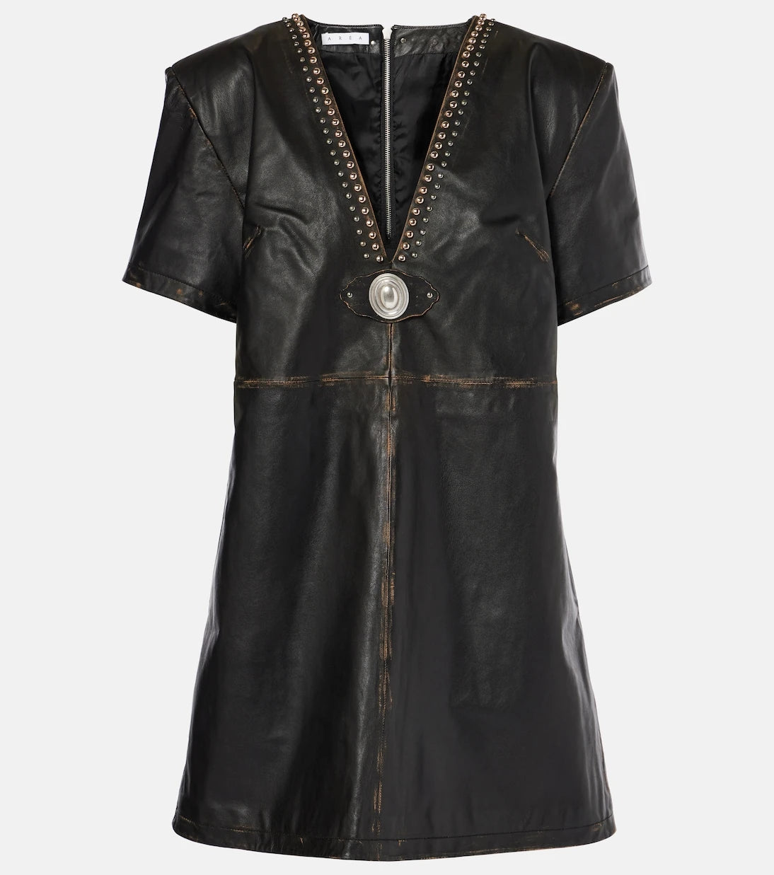 Area - Studded leather shirt dress