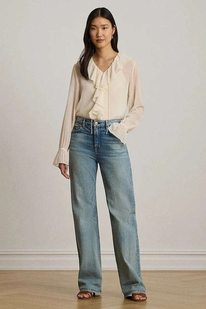 Lauren Ralph Lauren fırfırlı kadın bluzu