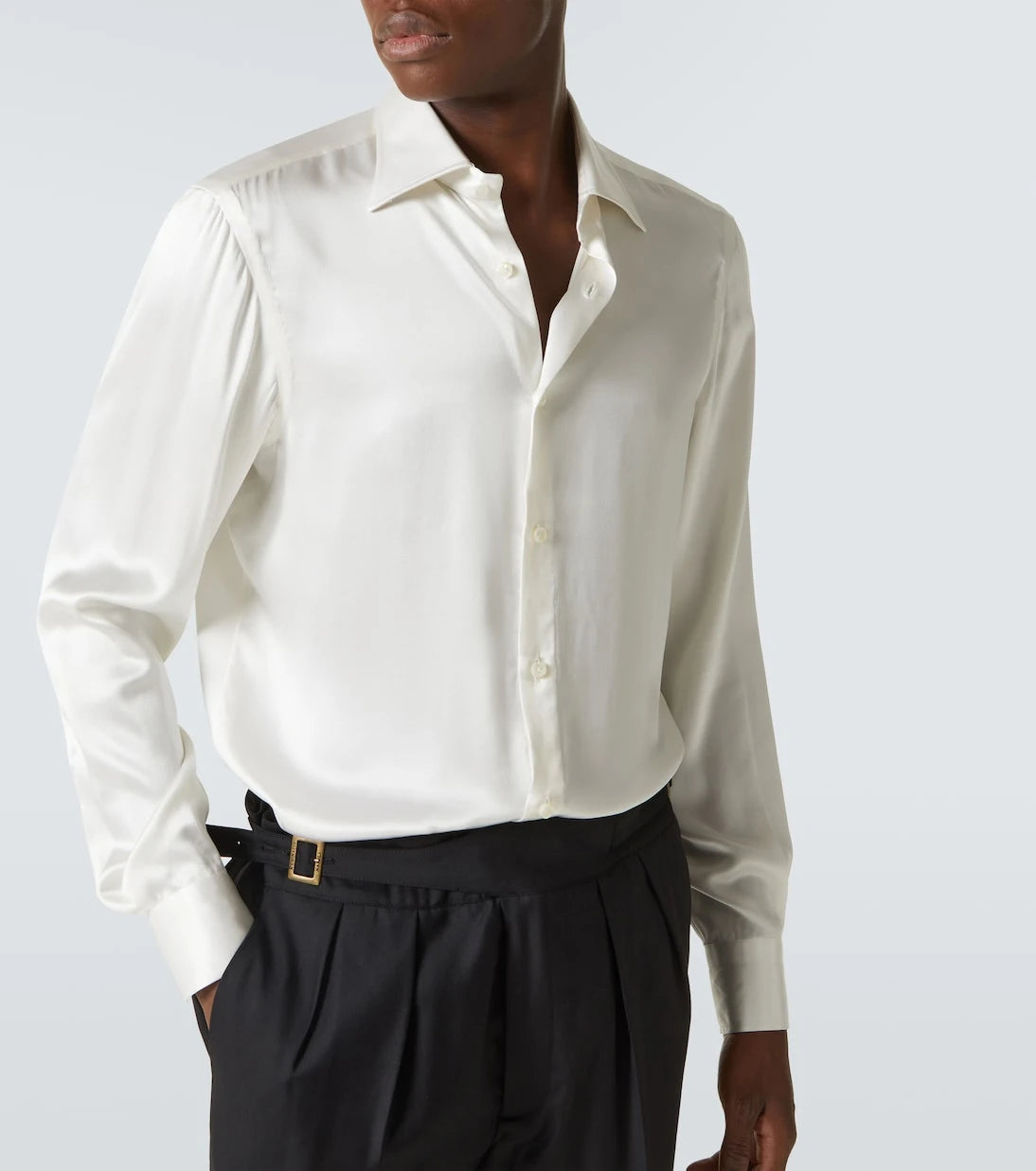 Rubinacci - Silk satin tuxedo shirt
